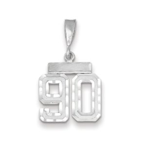 14k White Gold, Varsity Collection, Small D/C Pendant, Number 90