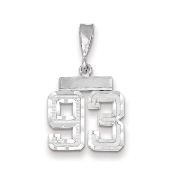 14k White Gold, Varsity Collection, Small D/C Pendant, Number 93