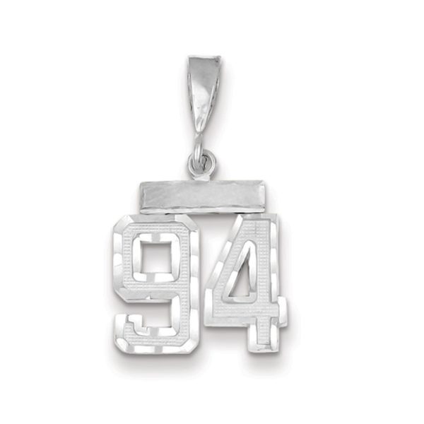 14k White Gold, Varsity Collection, Small D/C Pendant, Number 94