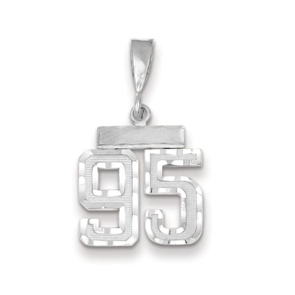 14k White Gold, Varsity Collection, Small D/C Pendant, Number 95