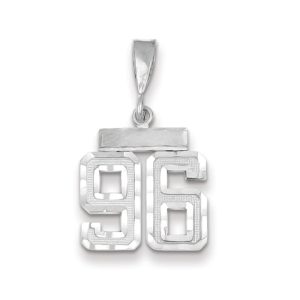 14k White Gold, Varsity Collection, Small D/C Pendant, Number 96