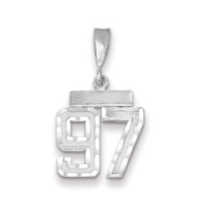 14k White Gold, Varsity Collection, Small D/C Pendant, Number 97