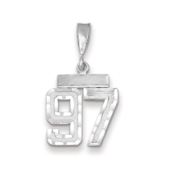 14k White Gold, Varsity Collection, Small D/C Pendant, Number 97