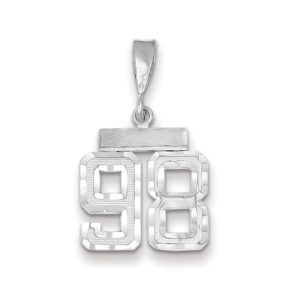 14k White Gold, Varsity Collection, Small D/C Pendant, Number 98