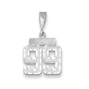 14k White Gold, Varsity Collection, Small D/C Pendant, Number 99