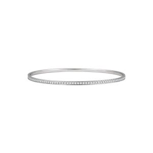 14k White Gold & 1.5 Ctw Diamond 2.5mm Bangle Bracelet