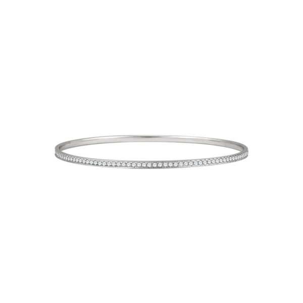 14k White Gold & 1.5 Ctw Diamond 2.5mm Bangle Bracelet