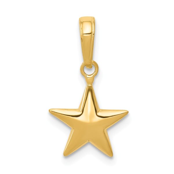 14k Yellow Gold 10mm Polished 3D Star Pendant