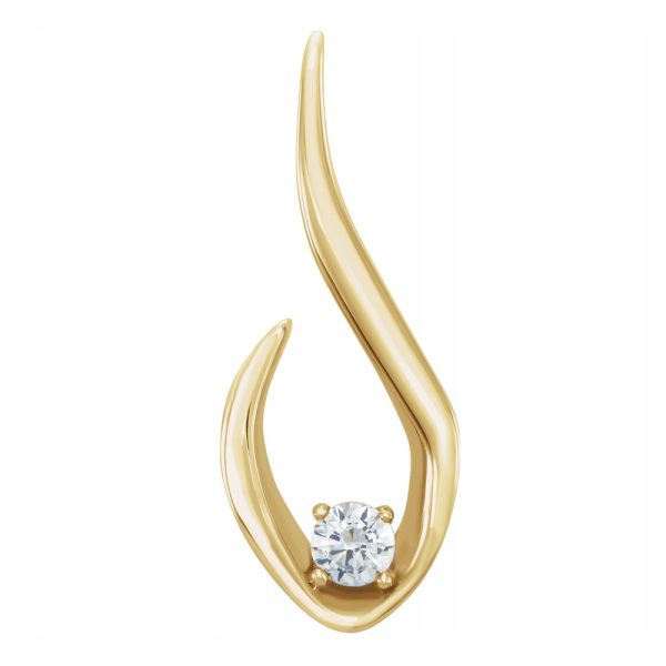 14k Yellow Gold 1/10 Ctw Diamond Freeform Slide Pendant, 8 x 21mm