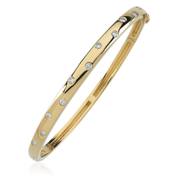 14k Yellow Gold 1/2 Ctw Diamond Bangle Bracelet