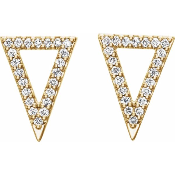 14k Yellow Gold 1/5 Ctw Diamond Triangle Earrings, 8.5 x 12mm