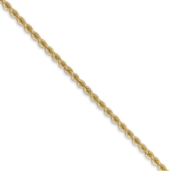 14k Yellow Gold 2.25mm Handmade Solid Rope Chain Necklace, 24 Inch