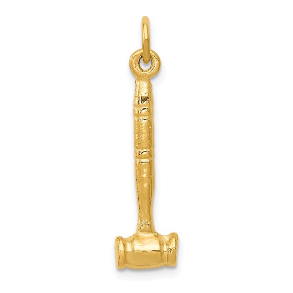 14k Yellow Gold 3D Gavel Pendant