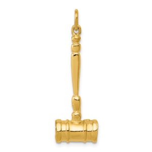 14k Yellow Gold 3D Gavel Polished Pendant