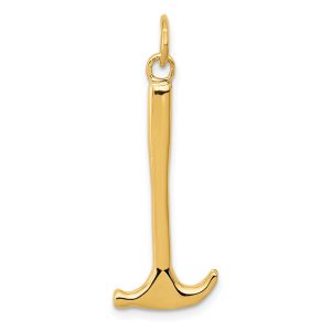 14k Yellow Gold 3D Hammer Pendant