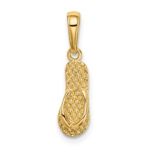 14k Yellow Gold 3D Hawaii Flip Flop Sandal Pendant