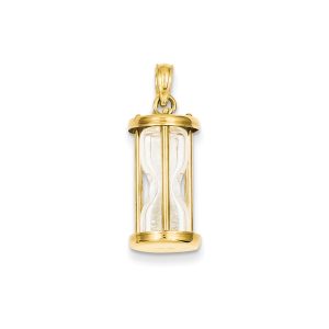 14k Yellow Gold 3D Hourglass Pendant