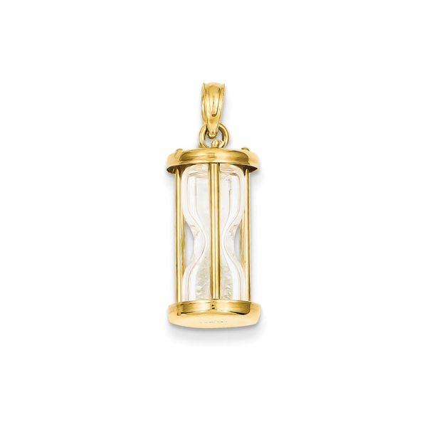 14k Yellow Gold 3D Hourglass Pendant