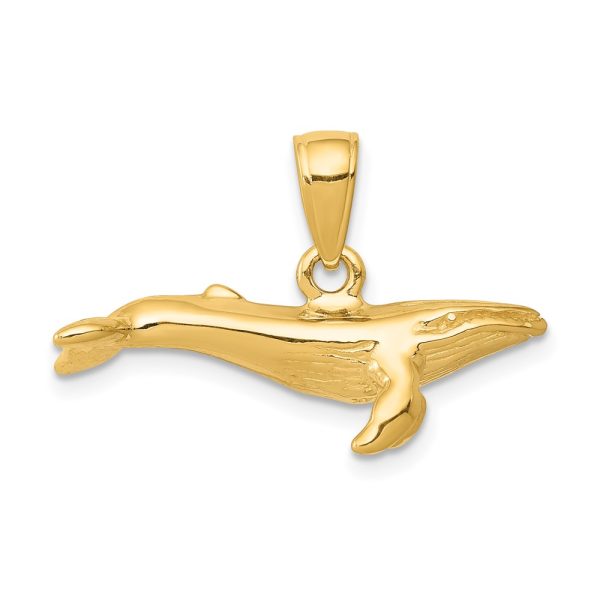 14k Yellow Gold 3D Humpback Whale Pendant