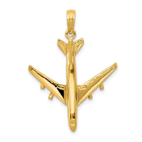 14k Yellow Gold 3D Jet Aircraft Pendant