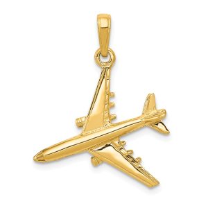 14k Yellow Gold 3D Jet Polished Pendant