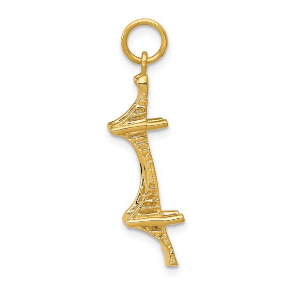 14k Yellow Gold 3D Mackinac Bridge Charm