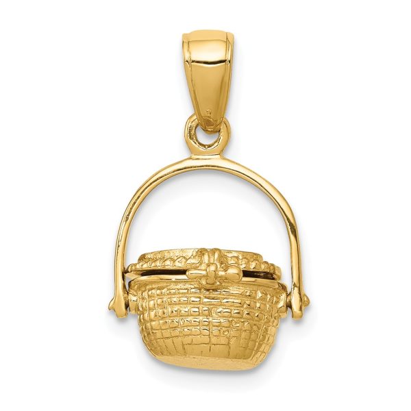 14k Yellow Gold 3D Moveable Nantucket Basket Pendant