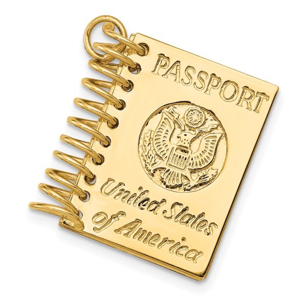 14k Yellow Gold 3D Moveable Passport Pendant