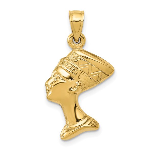 14k Yellow Gold 3D Polished Egyptian Nefertiti Pendant