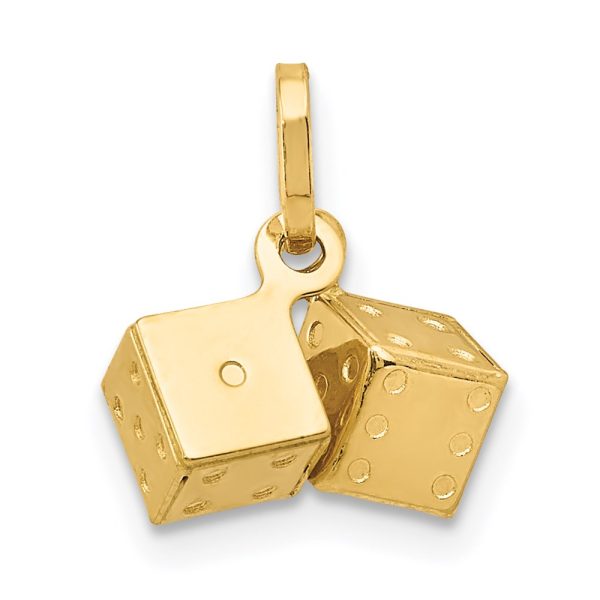 14k Yellow Gold 3D Polished Mini Dice Charm