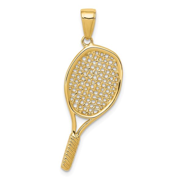 14k Yellow Gold 3D Polished Racquetball Pendant