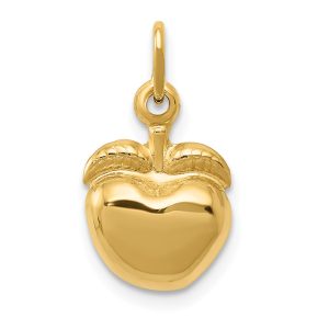 14k Yellow Gold 3D Puffed Apple Charm