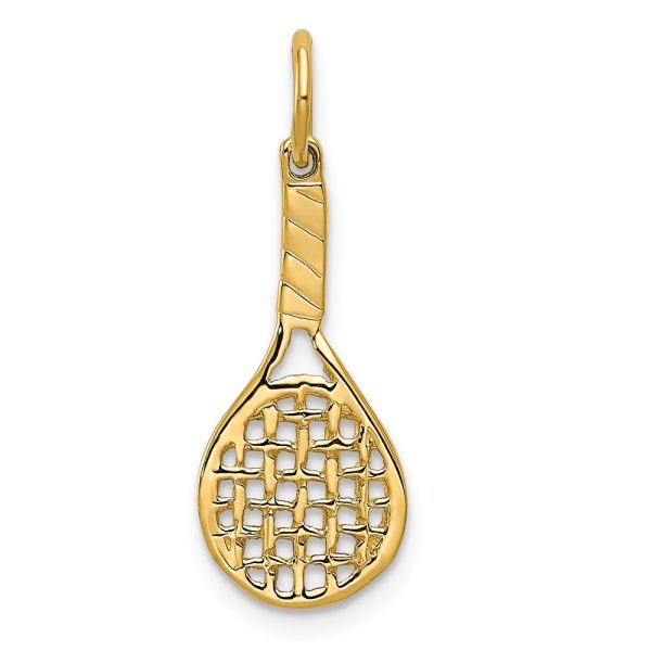 14k Yellow Gold 3D Racquet Charm / Pendant