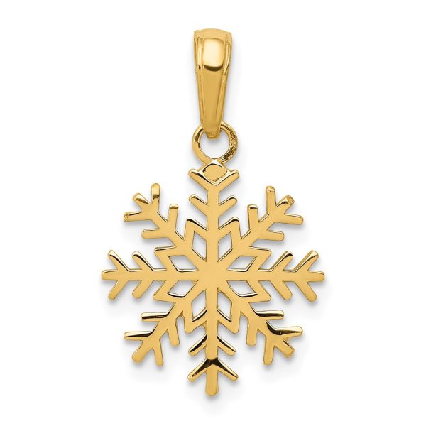 14k Yellow Gold 3D Snowflake Pendant