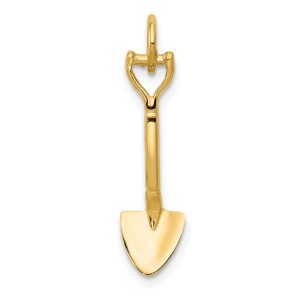 14k Yellow Gold 3D Spade Charm