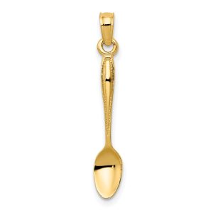 14k Yellow Gold 3D Table Spoon Pendant