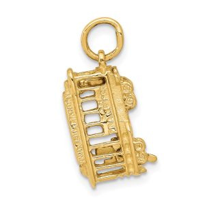 14k Yellow Gold 3D Vertical Cable Car Charm