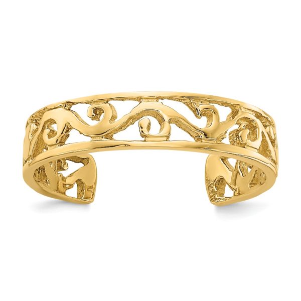 14k Yellow Gold 4mm Diamond-Cut Scroll Toe Ring