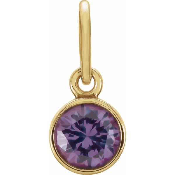 14k Yellow Gold 4mm Imitation Alexandrite Charm or Pendant Enhancer