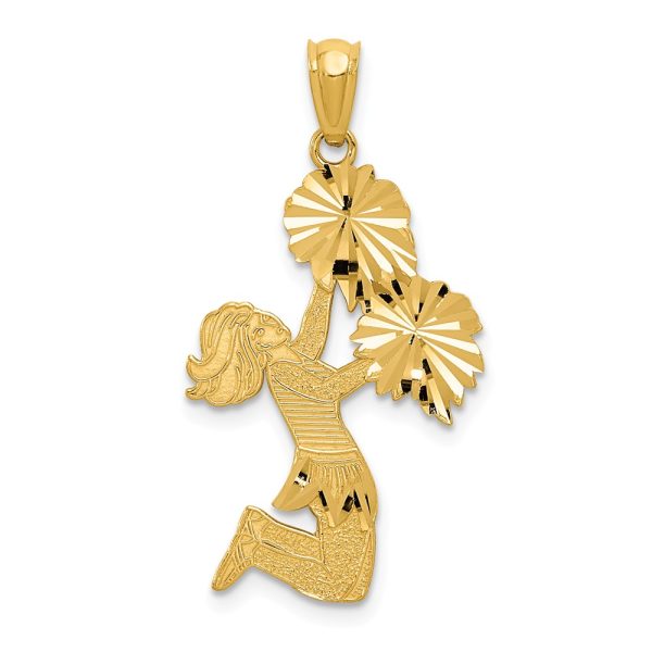 14k Yellow Gold Diamond Cut Cheerleader Pendant