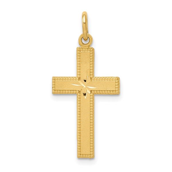 14k Yellow Gold, Diamond Cut, Latin Cross Pendant