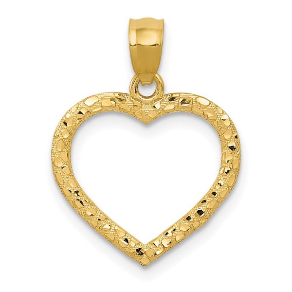 14k Yellow Gold Diamond Cut Nugget Heart Pendant