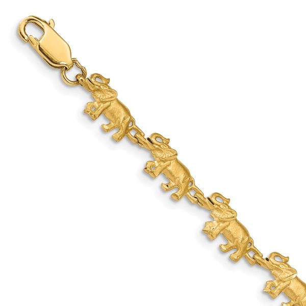 14k Yellow Gold Elephant Bracelet - 7 Inch