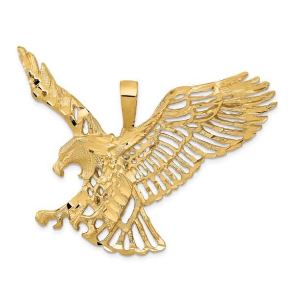 14k Yellow Gold Extra Large Cutout Eagle Pendant