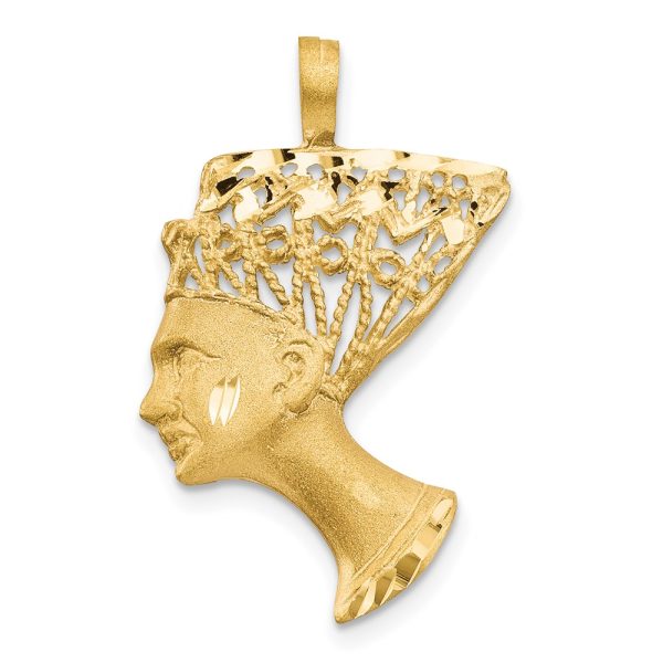 14k Yellow Gold Filigree Egyptian Nefertiti Pendant