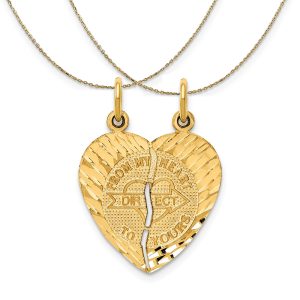 14k Yellow Gold From My Heart to Yours 2 Charm (18mm) Necklace - 16 In