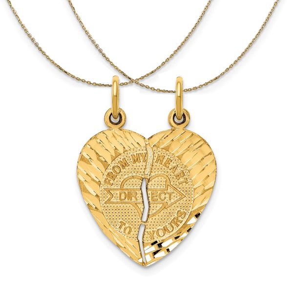 14k Yellow Gold From My Heart to Yours 2 Charm (18mm) Necklace - 16 In