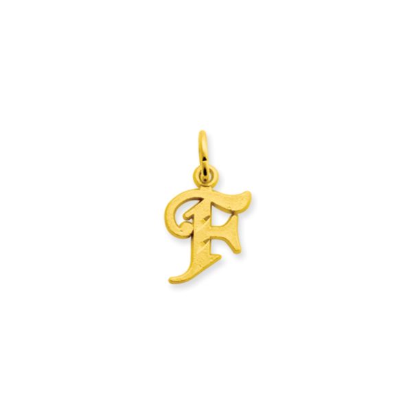 14k Yellow Gold, Isabelle Collection, Mini Letter F Initial Charm