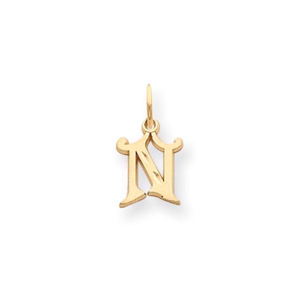 14k Yellow Gold, Isabelle Collection, Mini Letter N Initial Charm