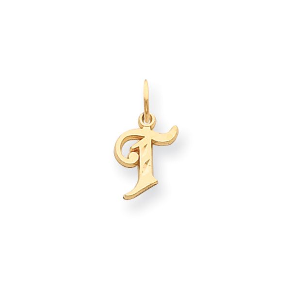 14k Yellow Gold, Isabelle Collection, Mini Letter T Initial Charm